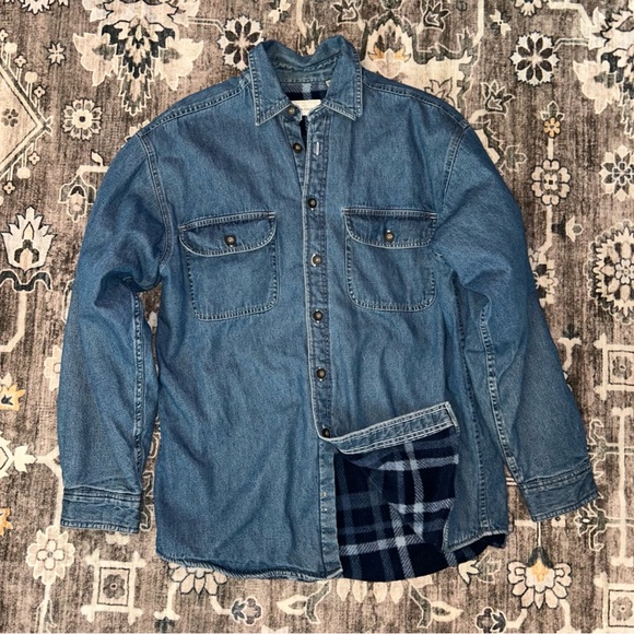 Falls Creek Other - Falls Creek VTG flannel lined Men's Blue Denim Shirt Jacket